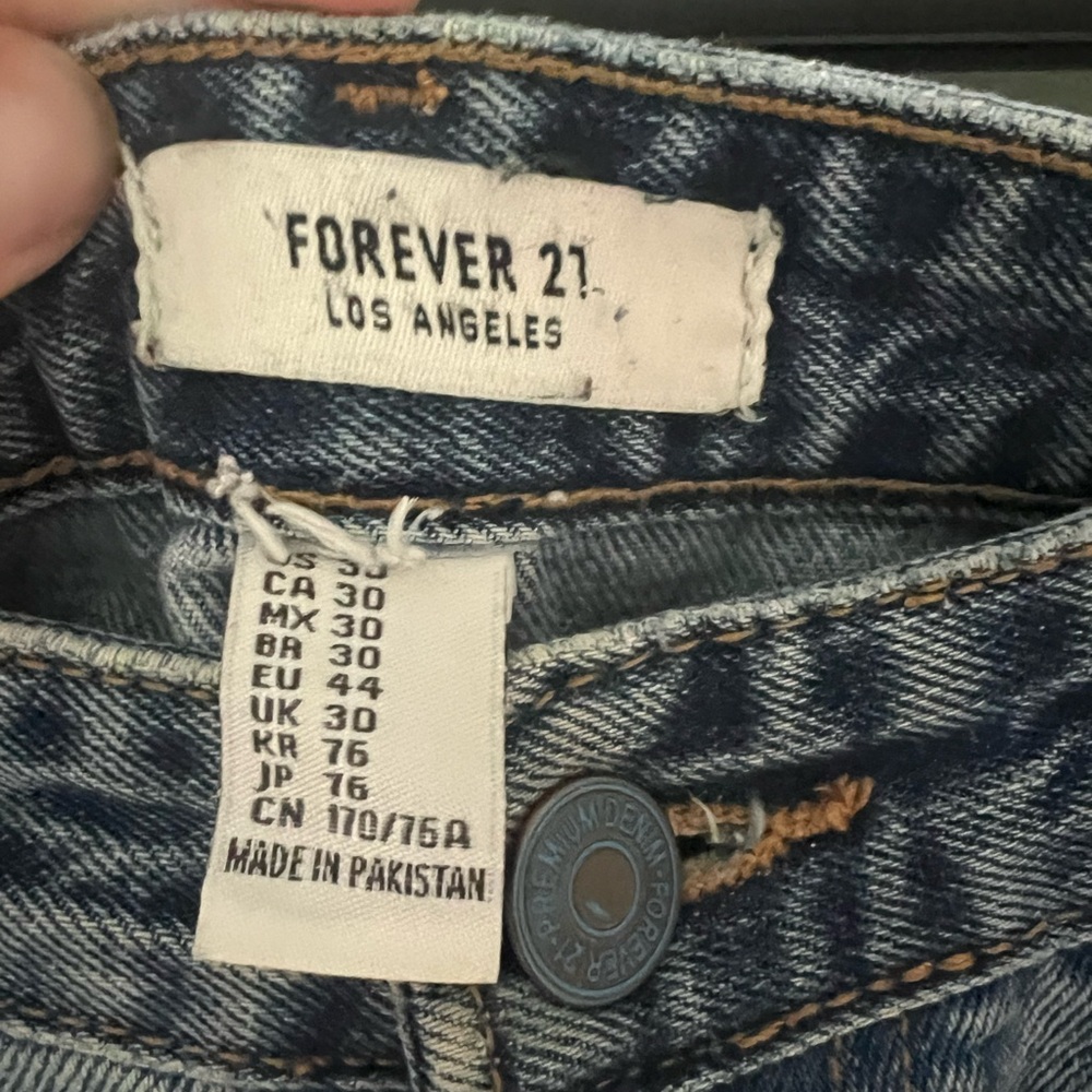 Forever 21 Two-Tone Blue Straight Leg Jeans - Picture 5 of 7